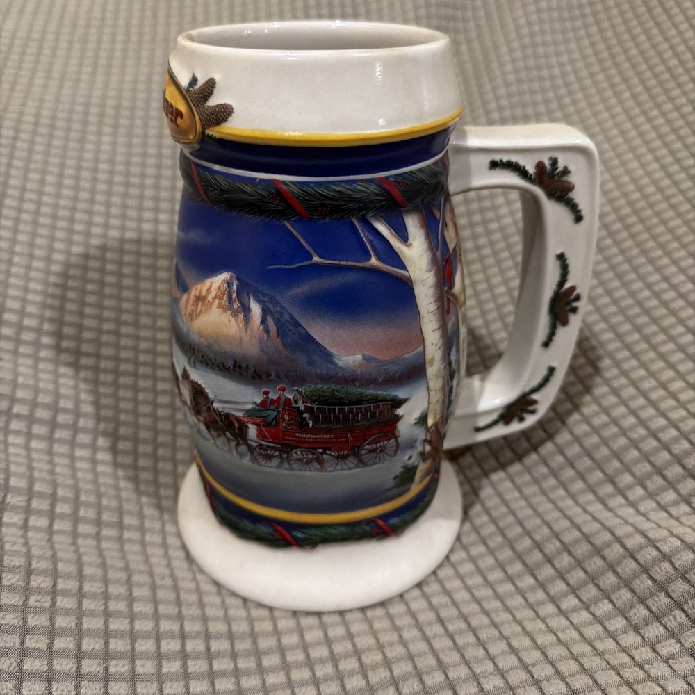 Vintage 2000- Budweiser Holiday In The Mountains Beer Stein CS416 Clydesdales